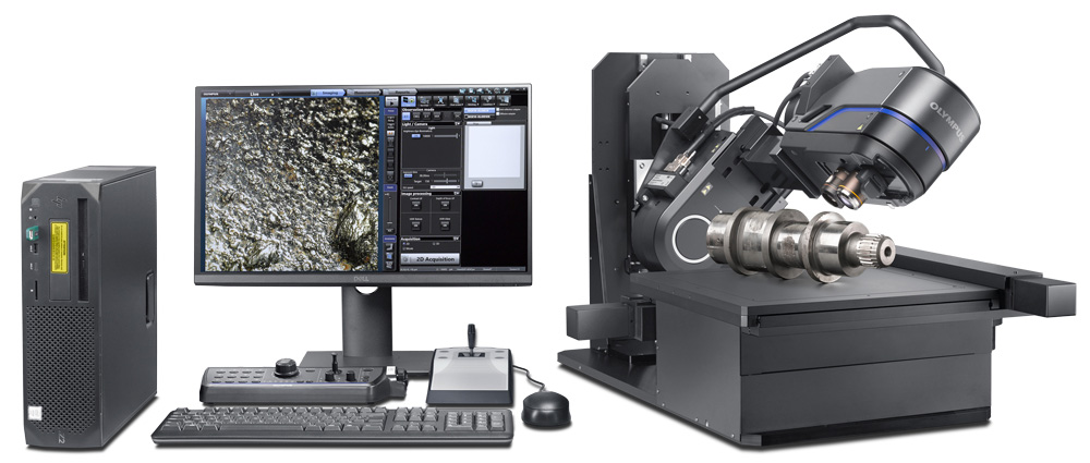 Custom confocal laser microscope system used for EV battery inspection