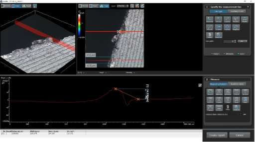 3D measurement of a burr on a lithium-ion battery sample